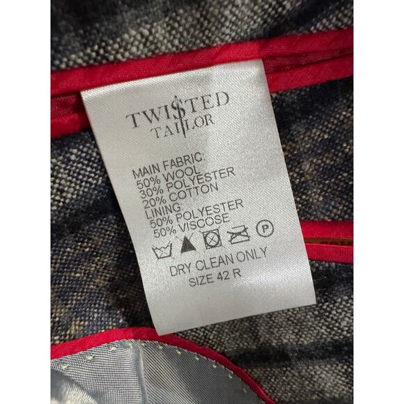 Twisted Tailor Plaid Wool Blend Sportscoat Blazer 42R - Picture 2 of 5